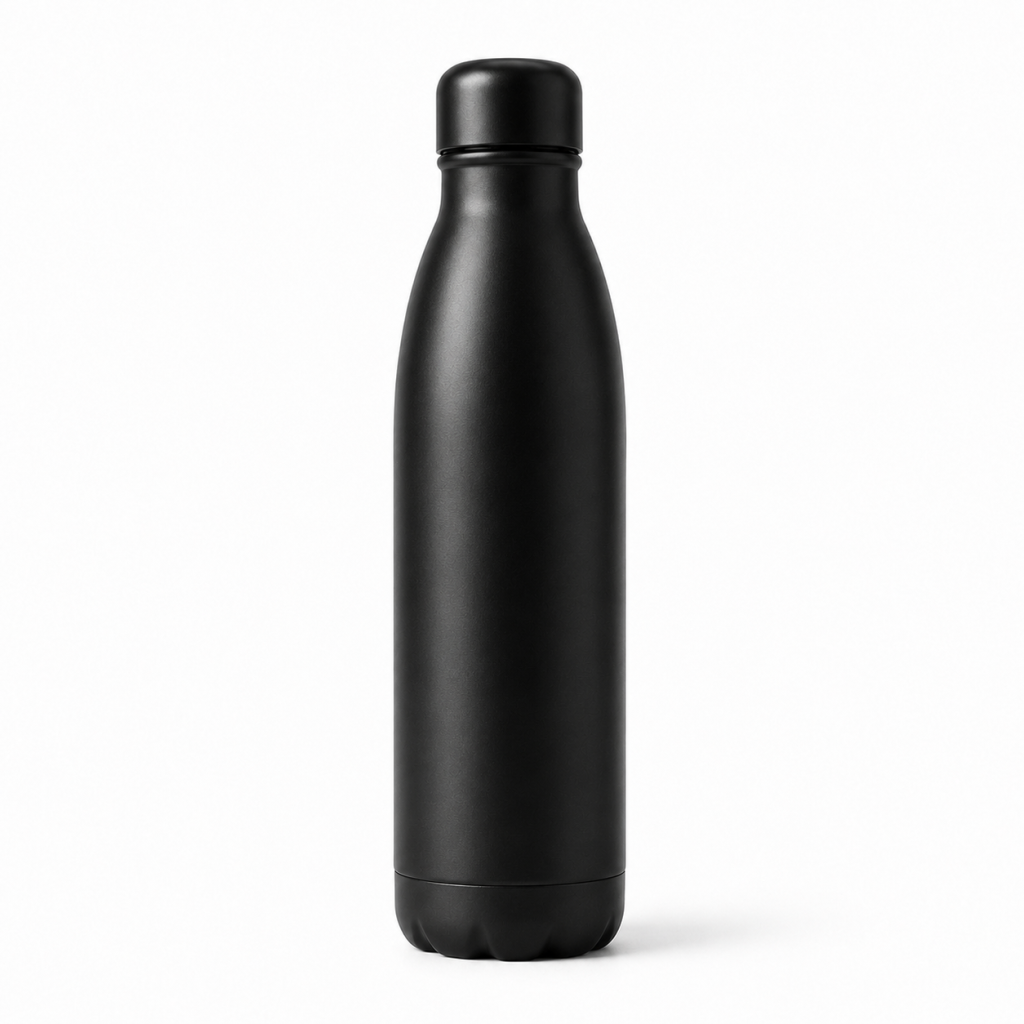 Matte Black Water Bottle on White