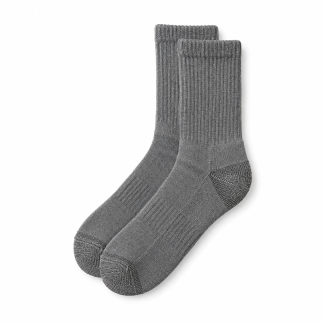 Gray Ribbed Crew Socks
