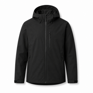 Minimalist Black Waterproof Hooded Jacket