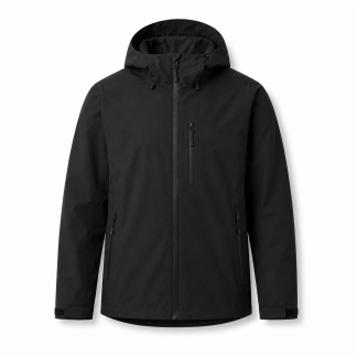 Minimalist Black Waterproof Hooded Jacket